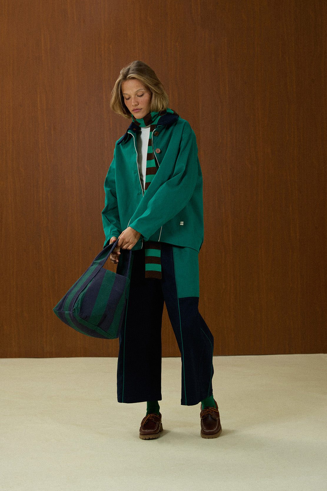 Contrast Collar Piped Cotton Jacket