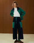 Piped Wide Leg Cotton Pants