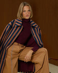 Striped Long Coat With Front Pocket