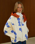 Polka Dot Contrast Collar Jacket